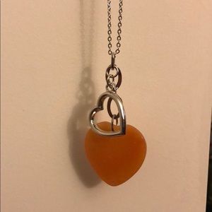 Long Silver Heart Necklace